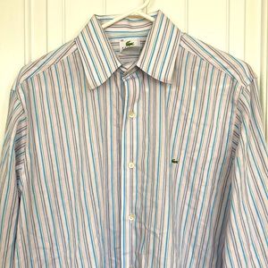 Vintage Lacoste Size 40 Long Sleeve Men's Button Down Shirt MADE IN FRANCE !!
